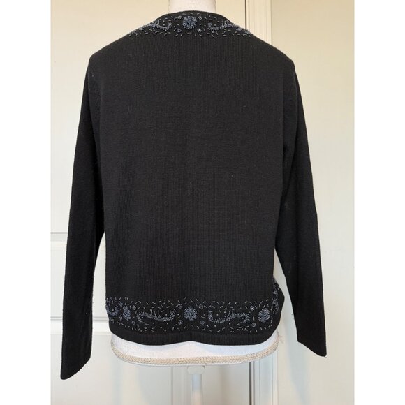 Talbots Petites Beaded Snap Cardigan Sweater Silk Cashmere Blend Size M Vintage - Picture 2 of 7